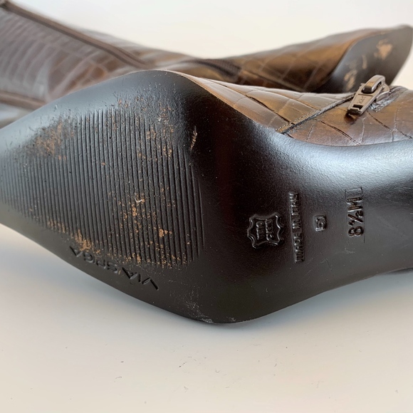 Via Spiga Croc Embossed Brown Leather Boots - Picture 8 of 8